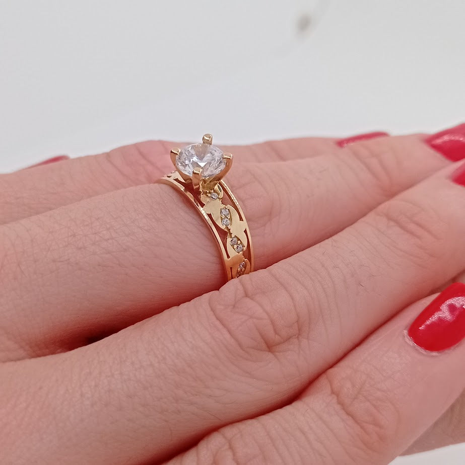 Anillo "Solitario" de Oro 18K c/ Zirconio